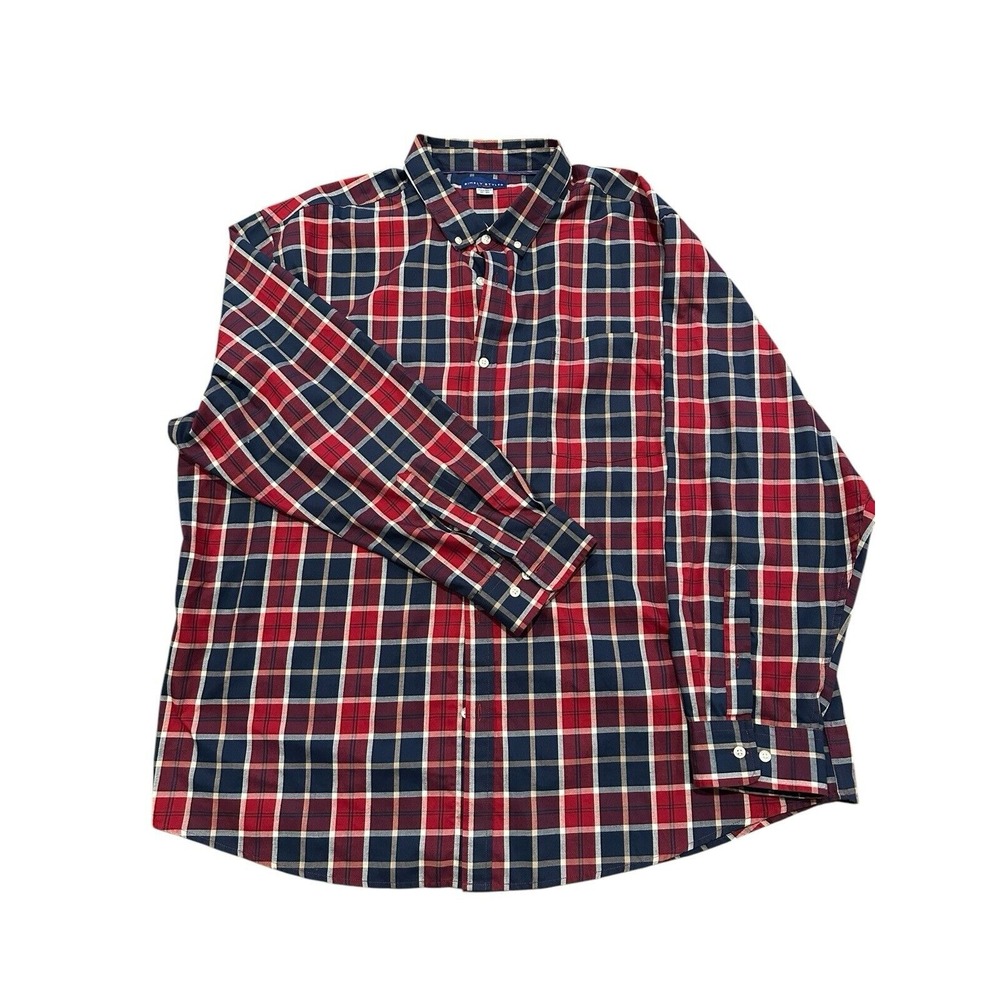 Simply Styled Mens Button Down Shirt Size 3XL‎ Long Sleeve Plaid Flannel EUC